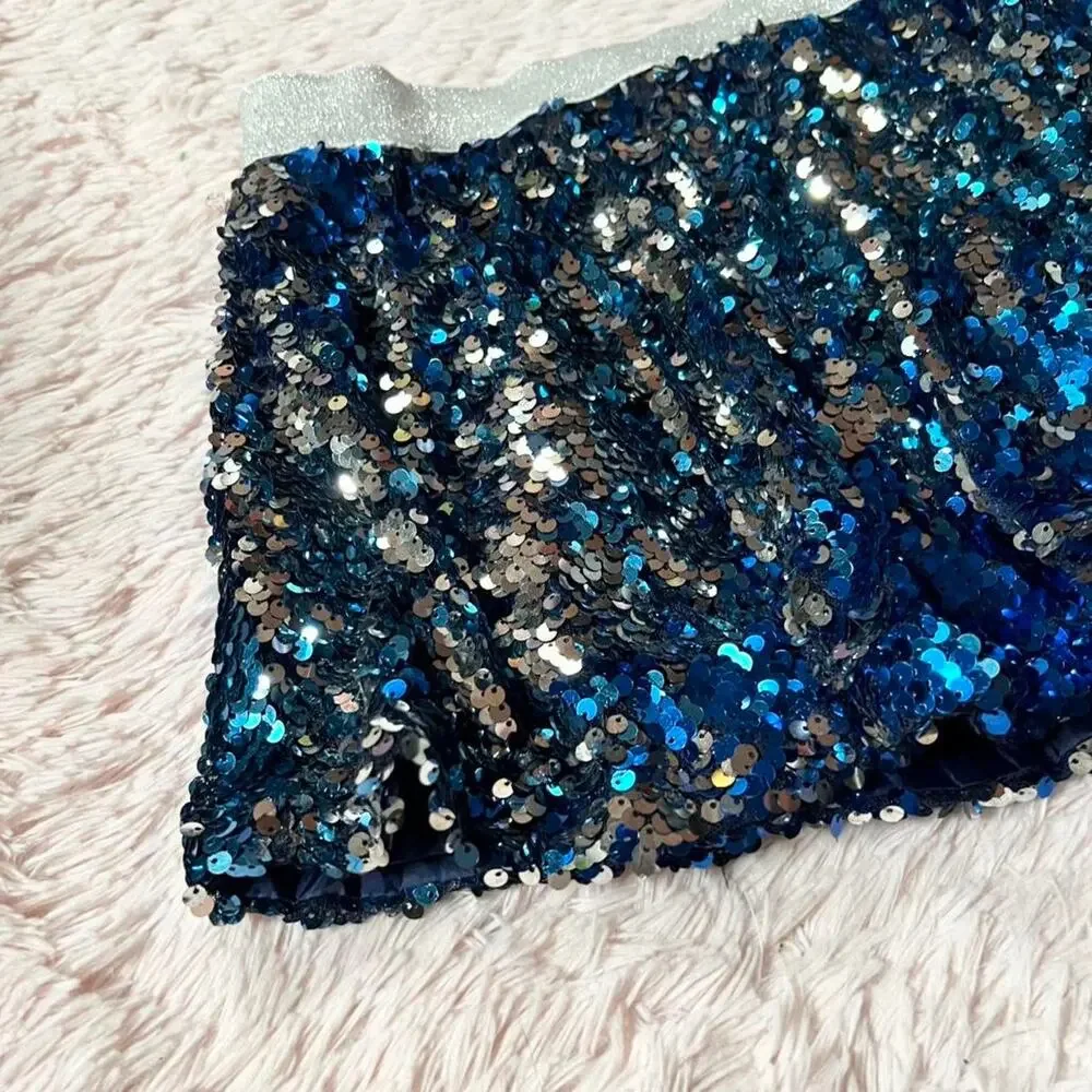 Girl Sequin Sparkle Glam Royal Blue Statement Dopamine School Girl Justice Skort